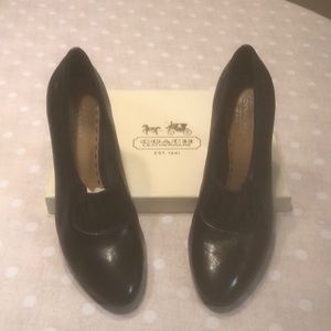 Coach black soft leather ankle boots